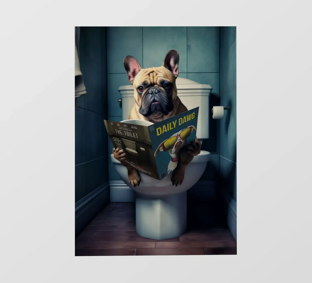 Bulldog francese nel bagno telo in pvc da Charles A Boudreau