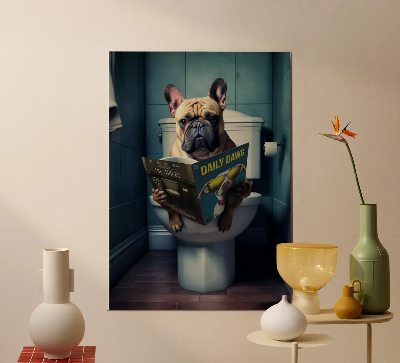 Bulldog francese nel bagno pannello forex da Charles A Boudreau