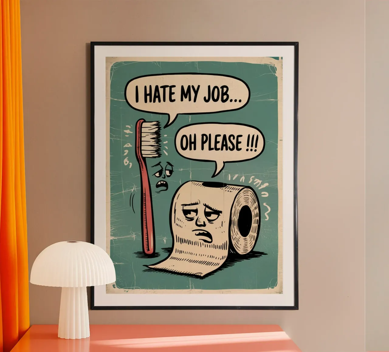 Odio il mio lavoro, per favore... poster con telaio in plastica da Charles A Boudreau