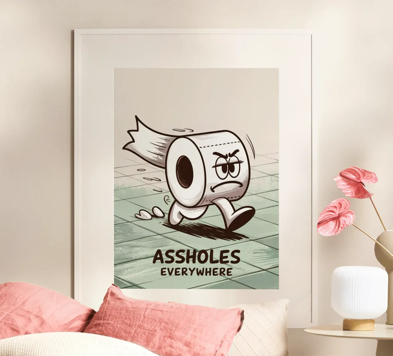 STRONZI OVUNQUE poster con telaio in legno da Charles A Boudreau