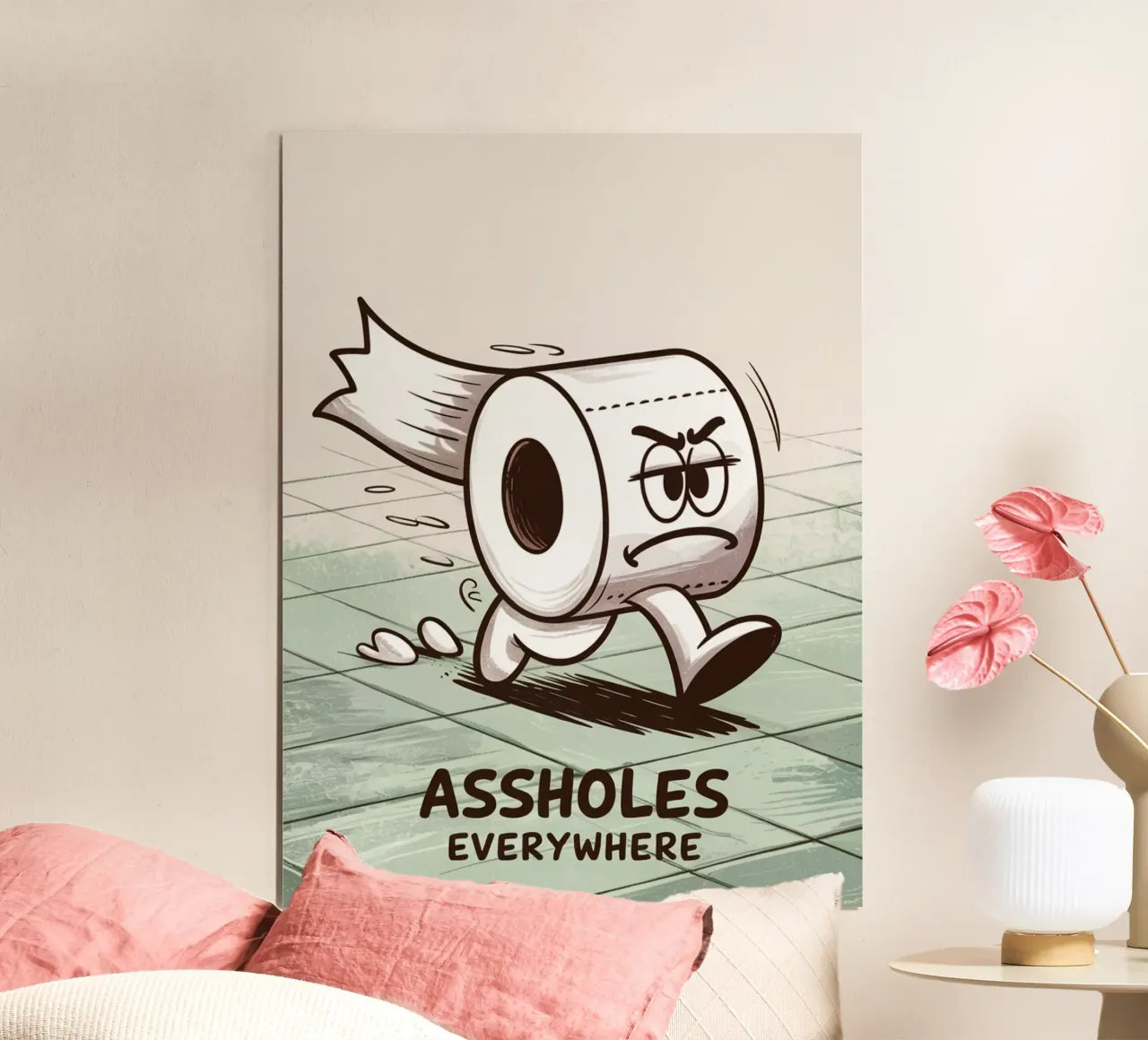 STRONZI OVUNQUE poster con telaio in legno da Charles A Boudreau