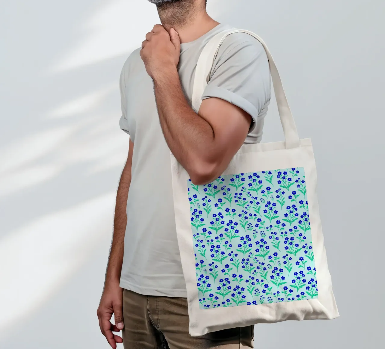 Fiori di nontiscordardime blu cobalto borsa in juta da SilverPegasus