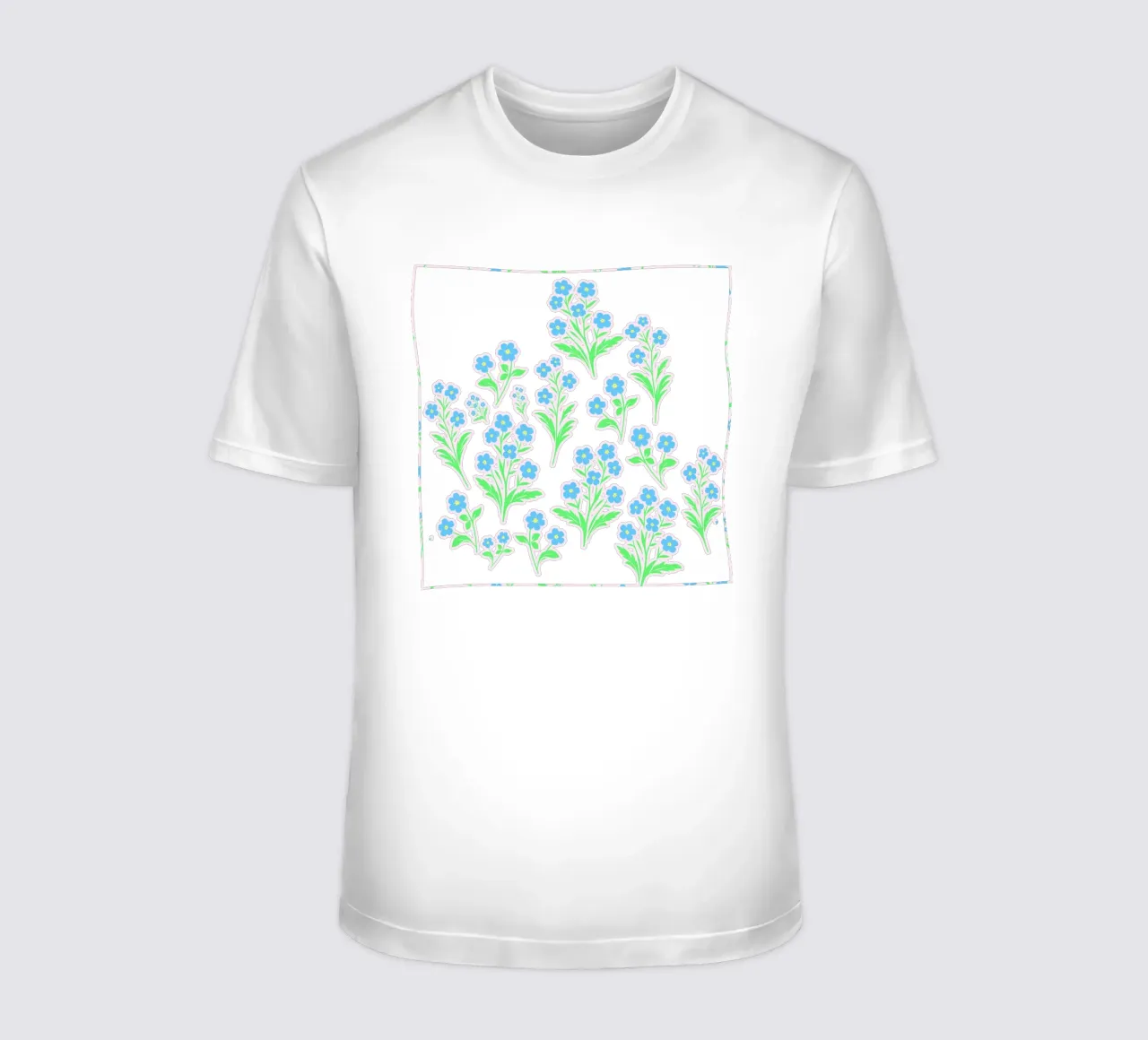 Forget-Me-Not Flowers Pink and Blue t-shirt by SilverPegasus