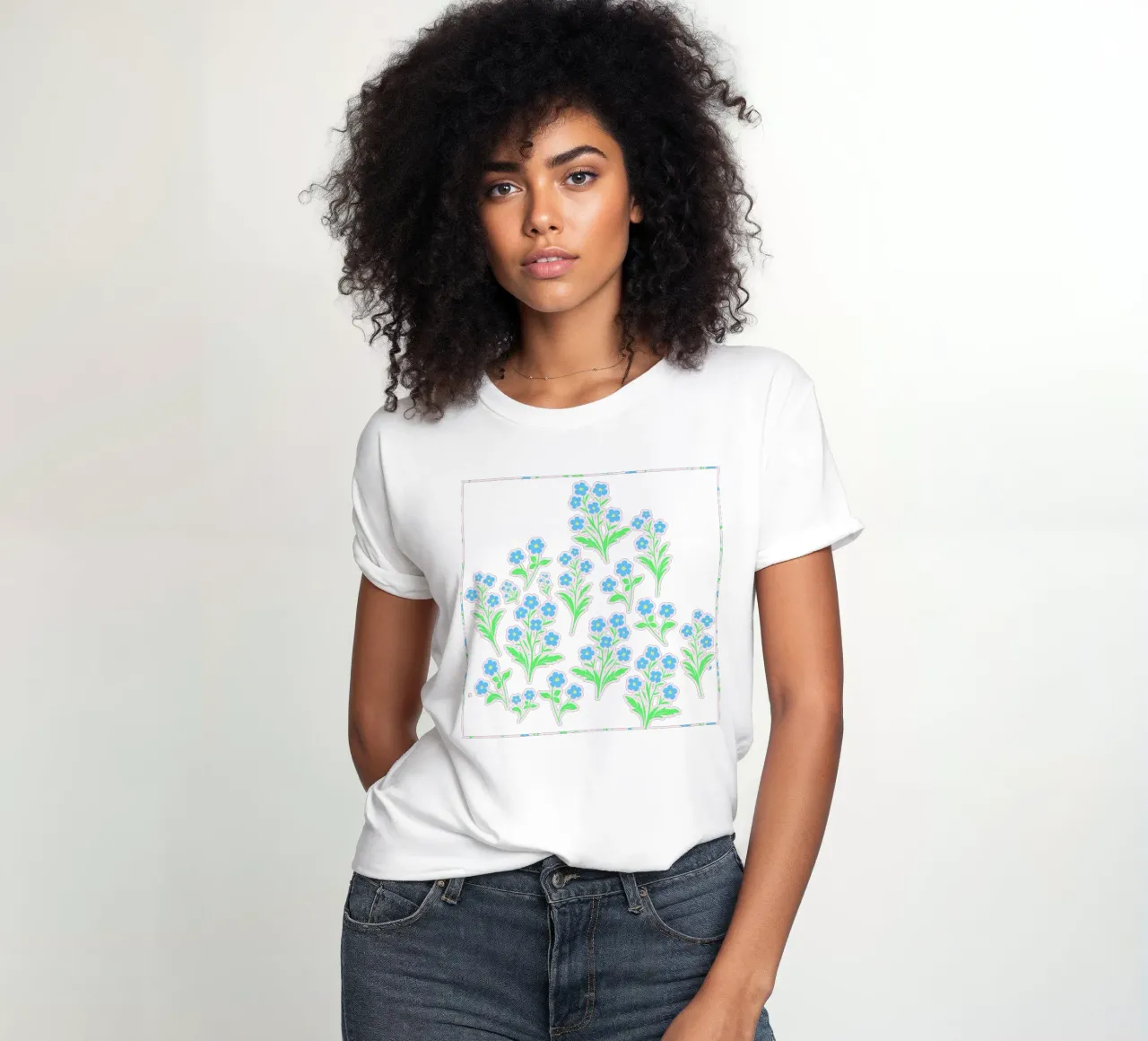 Vergissmeinnicht Blumen Rosa und Blau Frauen T-Shirt von SilverPegasus