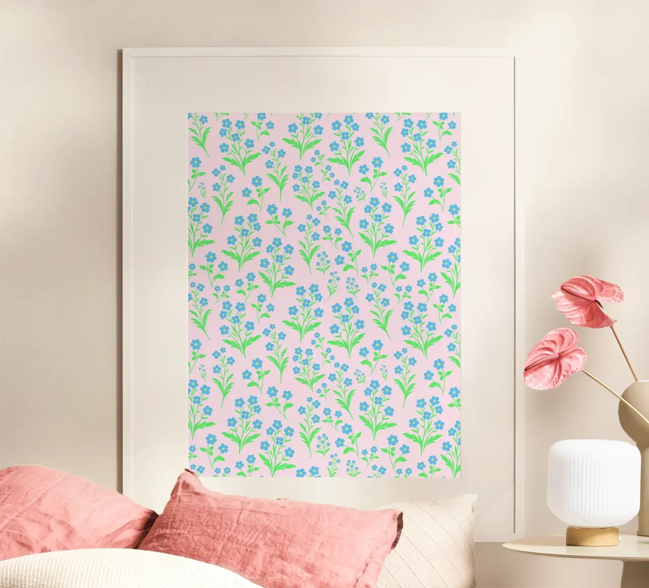 Vergissmeinnicht Blumen Rosa und Blau Poster von SilverPegasus