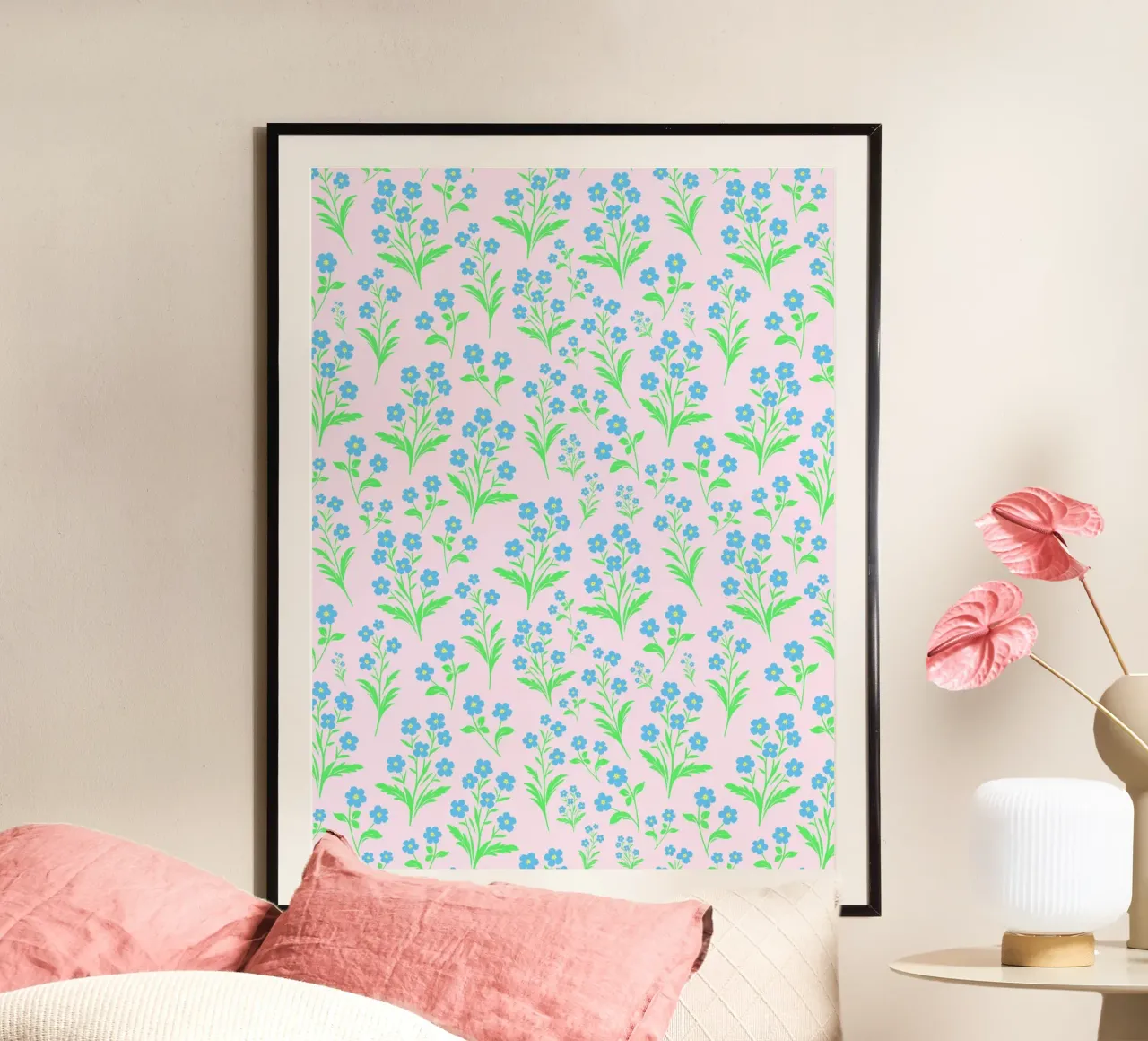 Vergissmeinnicht Blumen Rosa und Blau Poster von SilverPegasus
