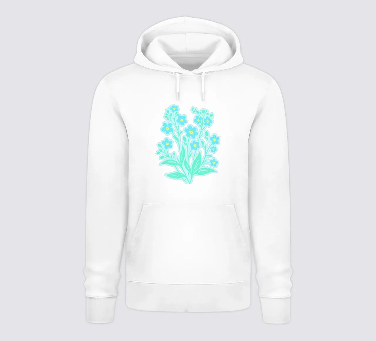Forget-Me-Nots Block Print Azul claro sudadera con capucha de SilverPegasus