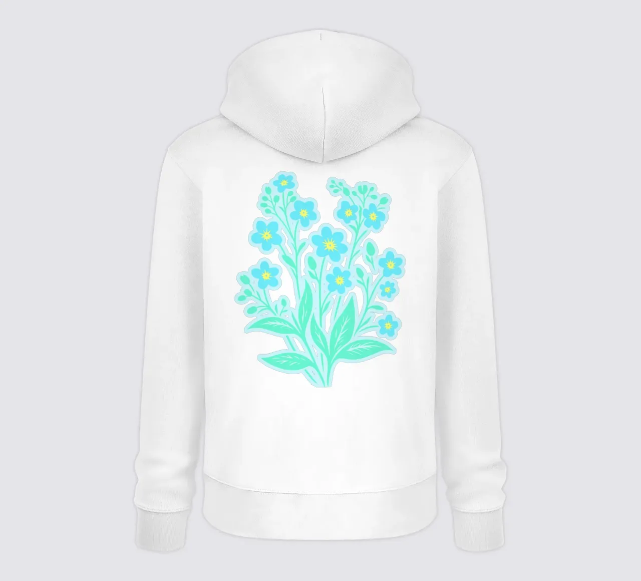 Forget-Me-Nots Block Print Azul claro sudadera con capucha de SilverPegasus
