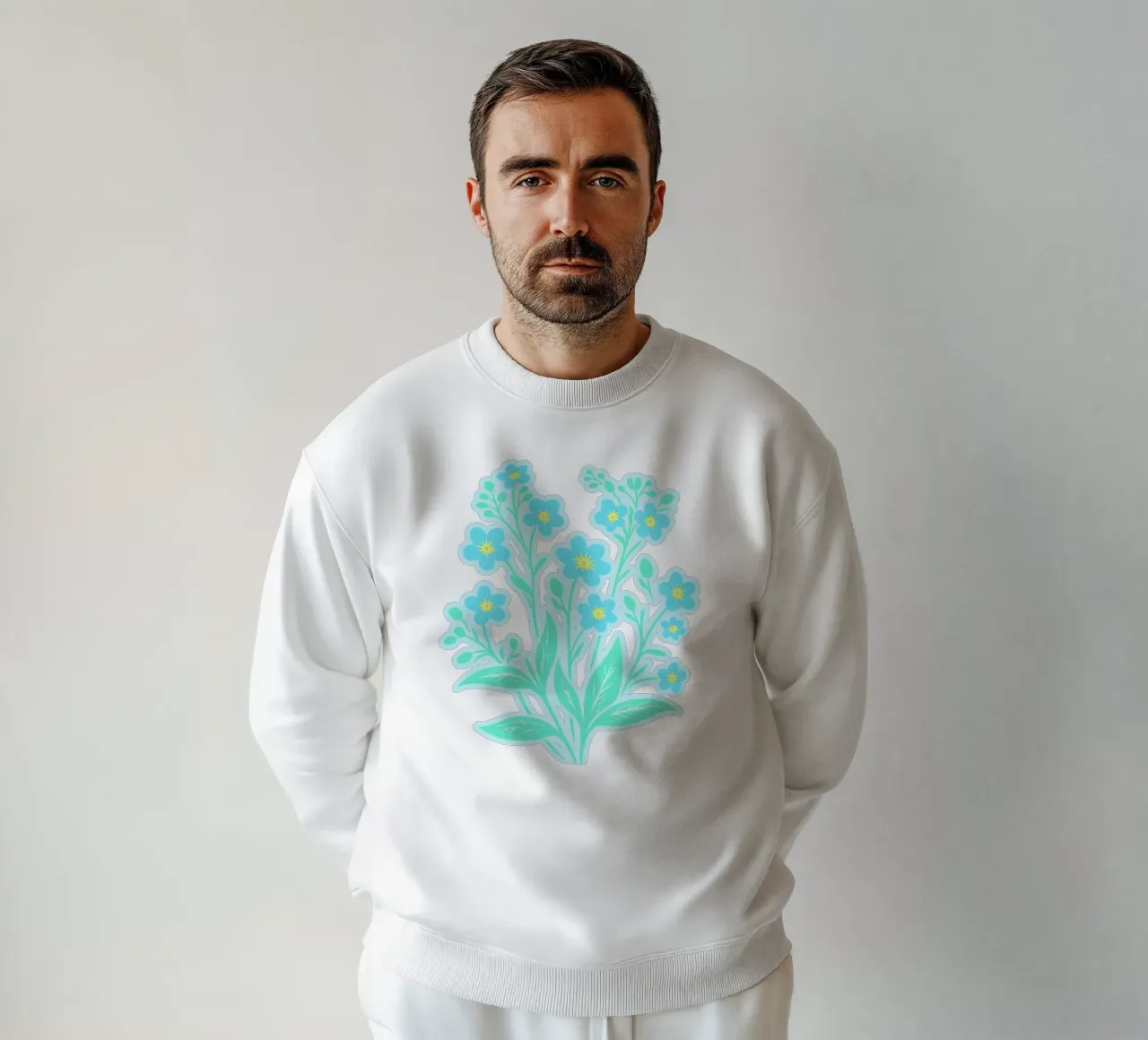 Forget-Me-Nots Block Print Azul claro sudadera de SilverPegasus