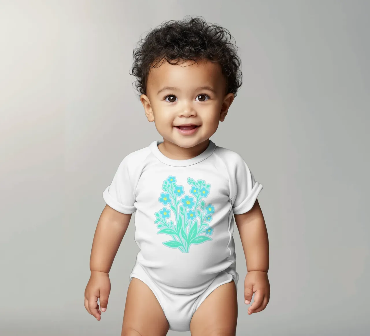 Forget-Me-Nots Block Print Azul claro body de bebé de SilverPegasus