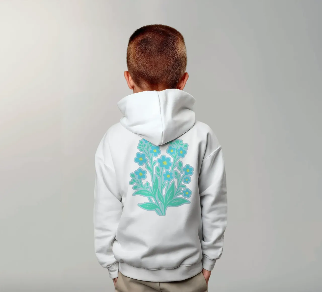 Forget-Me-Nots Block Print Azul claro sudadera con capucha para niño de SilverPegasus