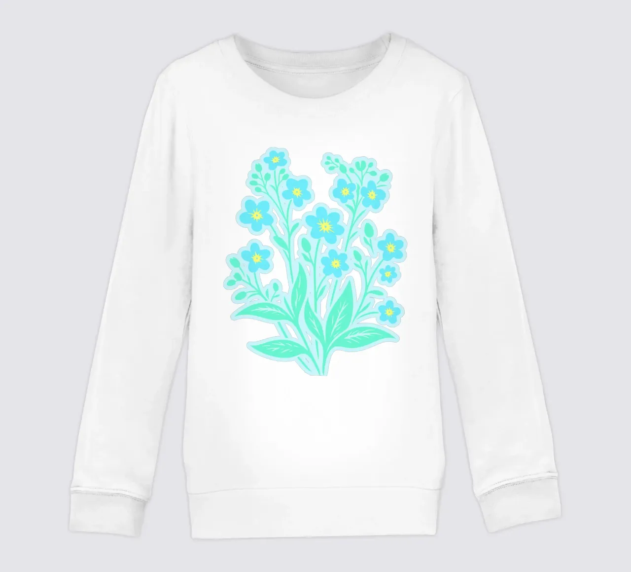 Forget-Me-Nots Block Print Azul claro sudadera para niño de SilverPegasus