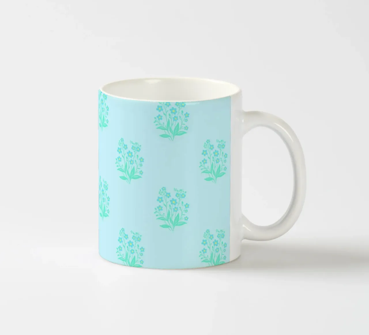 Forget-Me-Nots Block Print Azul claro taza de cerámica de SilverPegasus