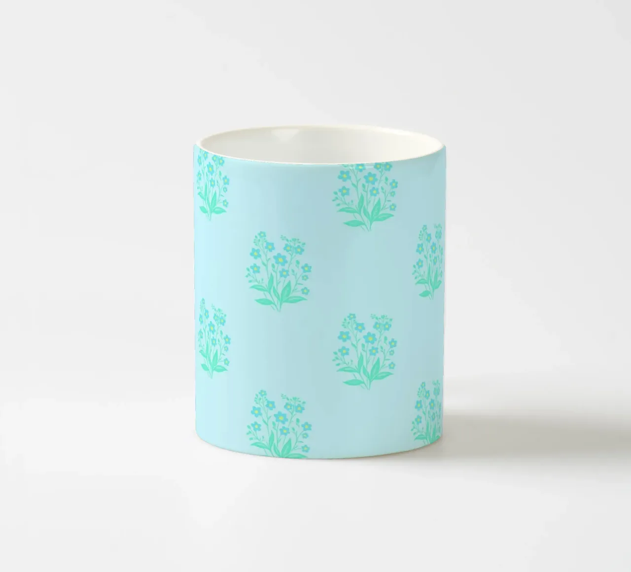 Forget-Me-Nots Block Print Azul claro taza de cerámica de SilverPegasus