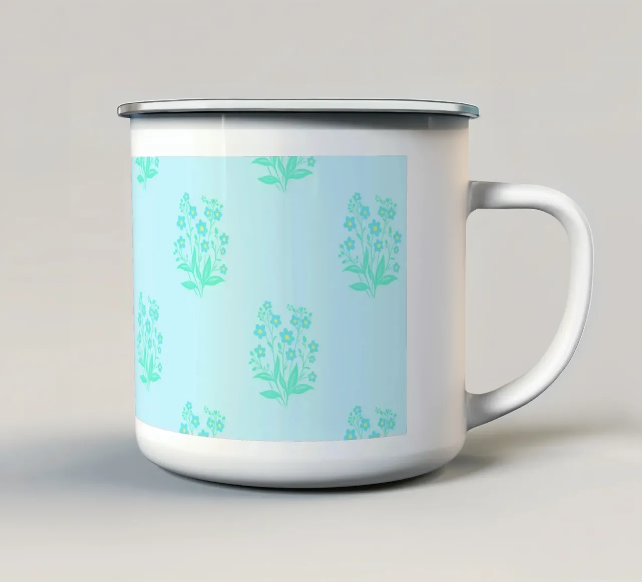 Forget-Me-Nots Block Print Azul claro taza de esmalte de SilverPegasus