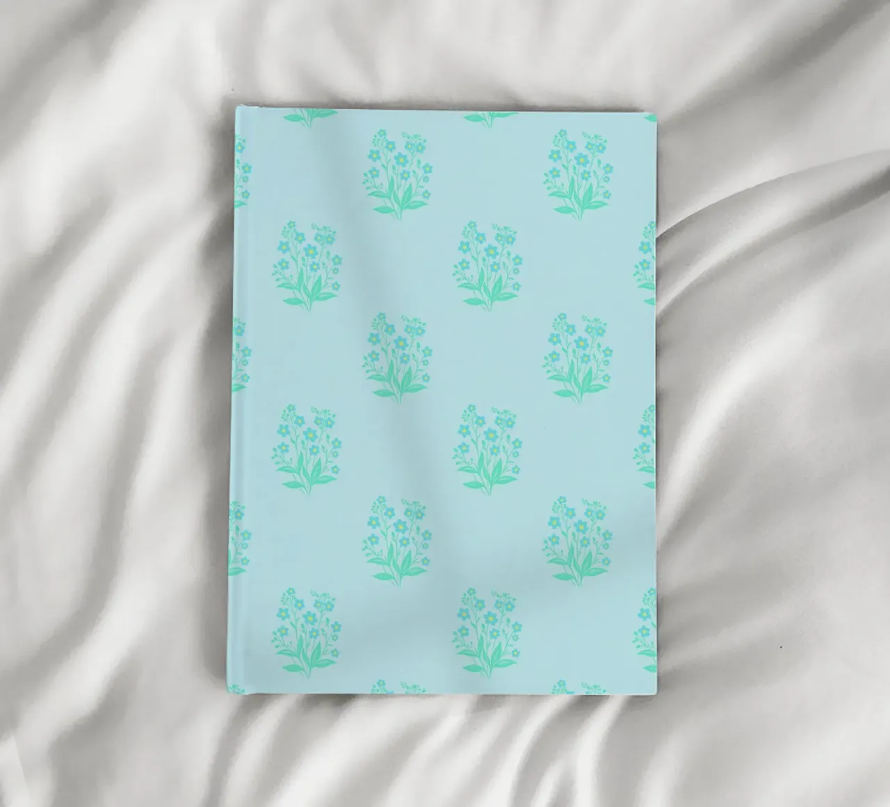 Forget-Me-Nots Block Print Light Blue notebook by SilverPegasus