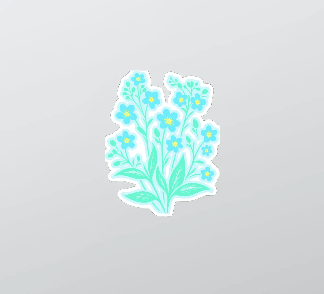 Forget-Me-Nots Block Print Azul claro pegatina de SilverPegasus