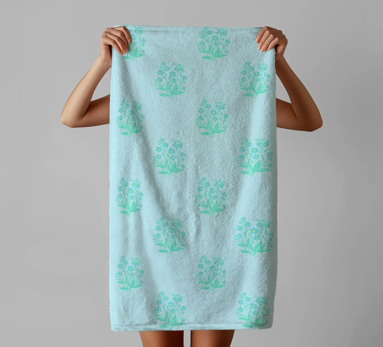Forget-Me-Nots Block Print Azul claro toalla de baño de SilverPegasus