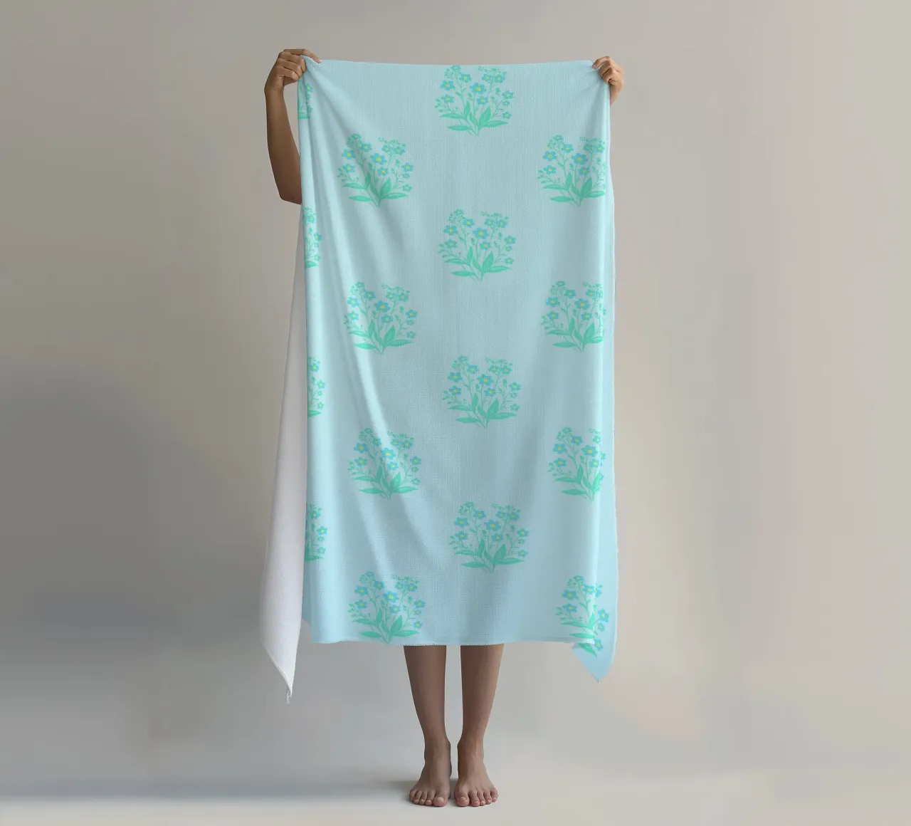Forget-Me-Nots Block Print Azul claro toalla de playa de SilverPegasus