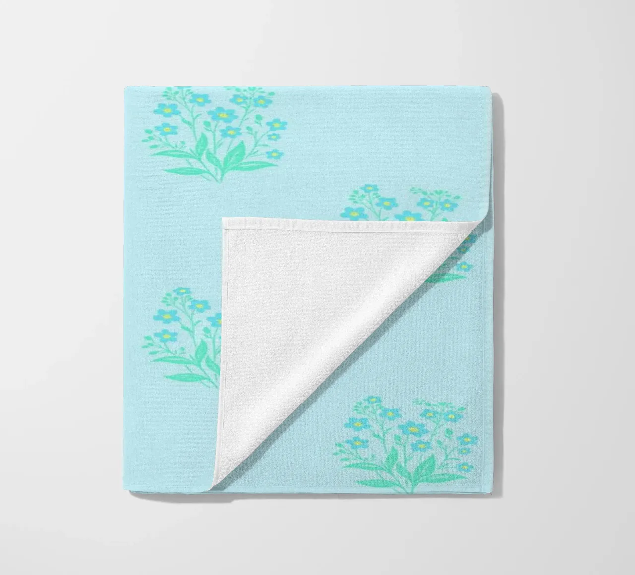 Forget-Me-Nots Block Print Azul claro toalla de playa de SilverPegasus