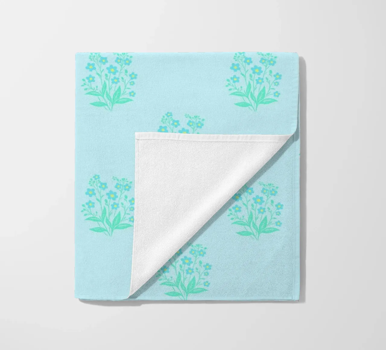Forget-Me-Nots Block Print Azul claro toalla de playa de SilverPegasus