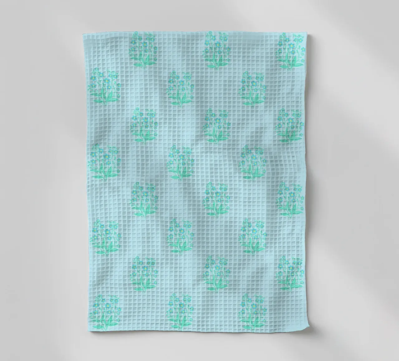 Forget-Me-Nots Block Print Azul claro paño de cocina de SilverPegasus