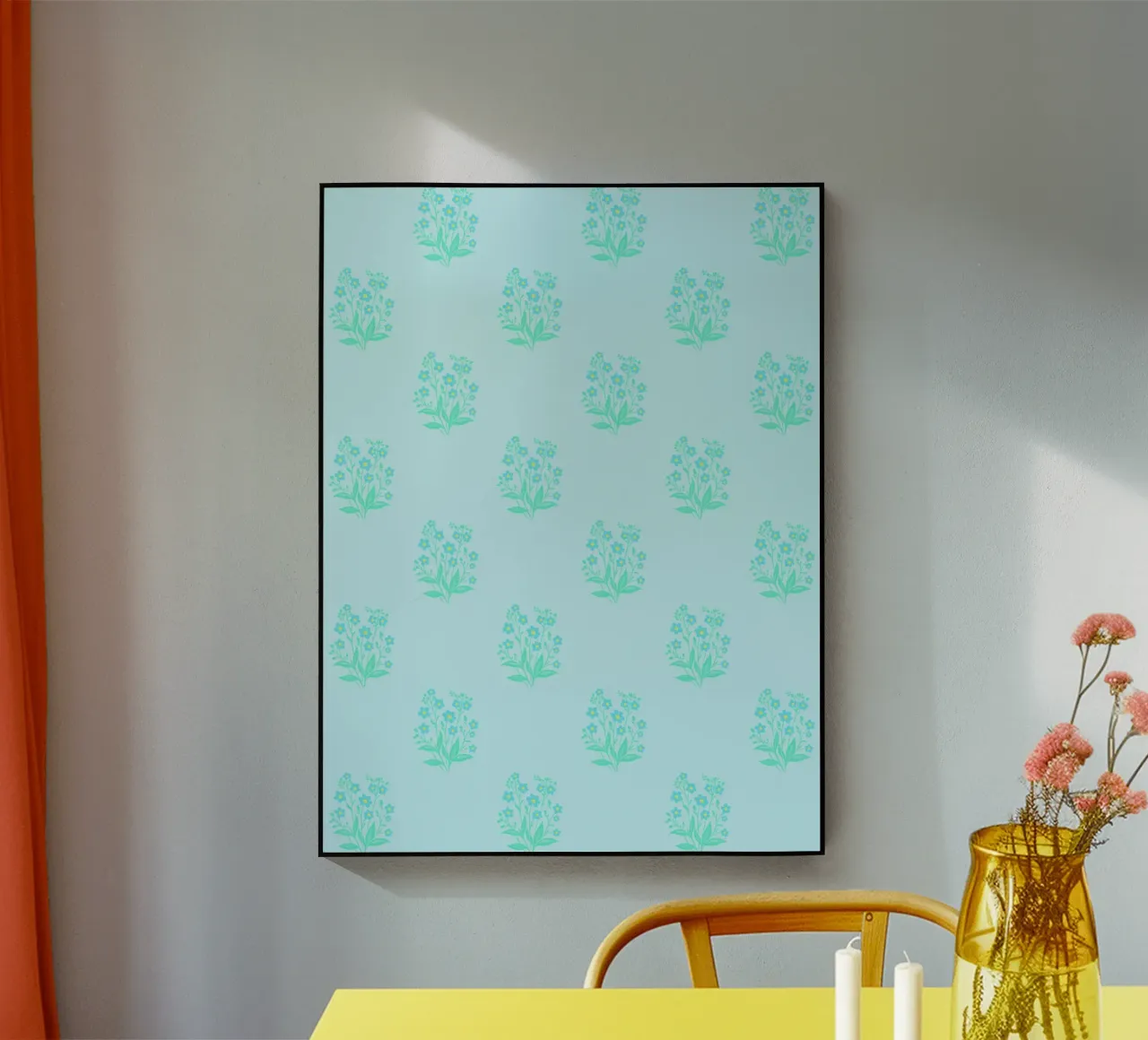 Forget-Me-Nots Block Print Azul claro metacrilato de SilverPegasus