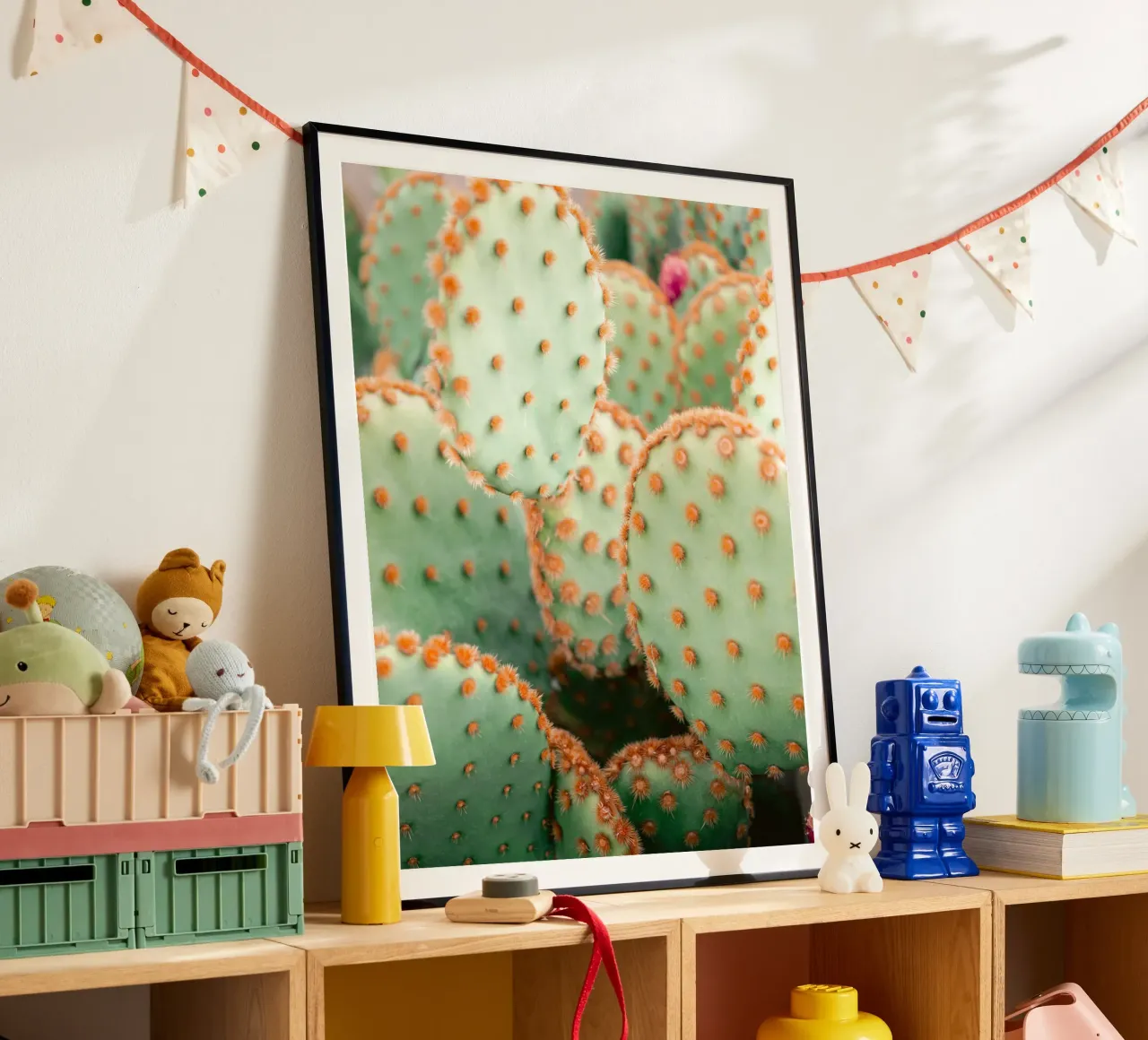 Velvet Green – Cactus Close-Up poster con telaio in alluminio da Raisa Zwart Photography