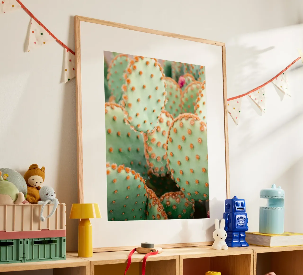 Velvet Green – Cactus Close-Up poster con telaio in alluminio da Raisa Zwart Photography