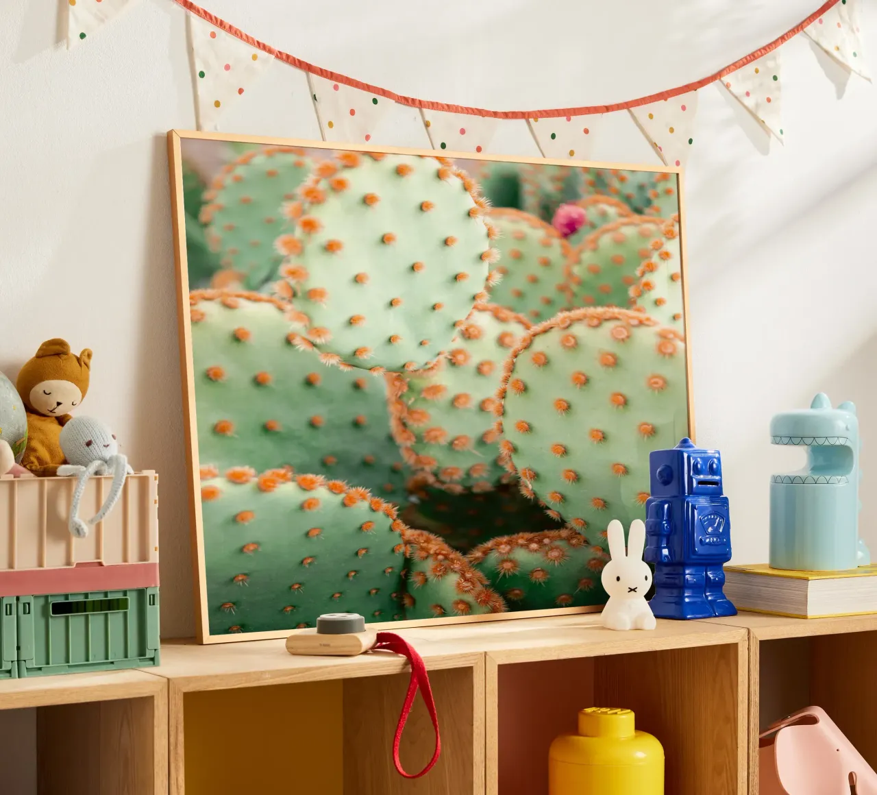 Velvet Green – Cactus Close-Up poster con telaio in alluminio da Raisa Zwart Photography