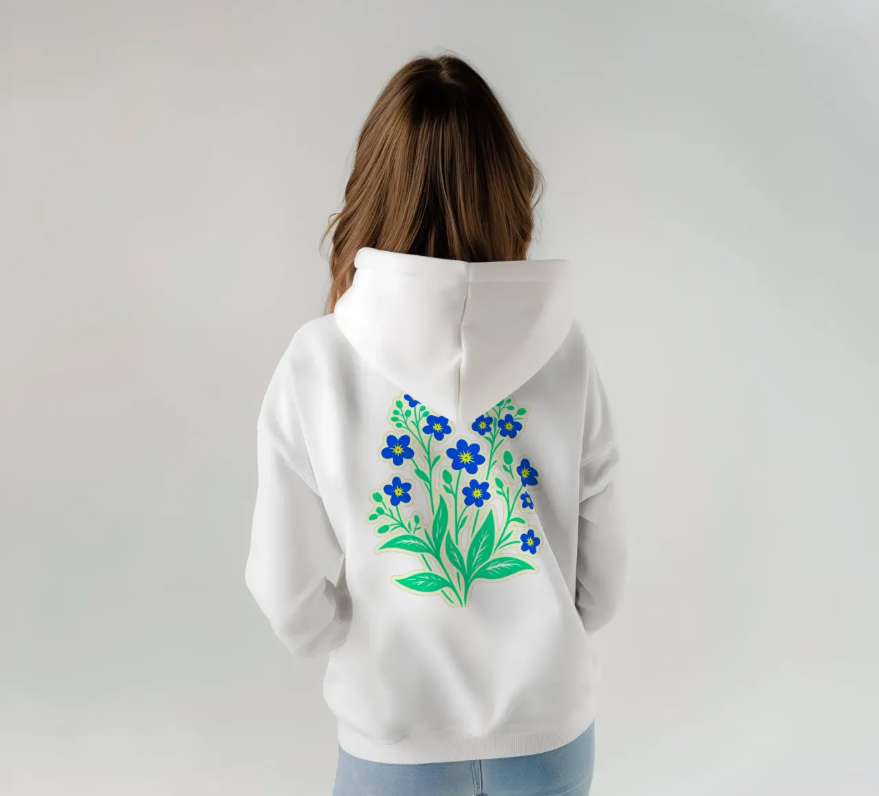 Forget-Me-Nots Block Print Amarillo y Azul sudadera con capucha de SilverPegasus
