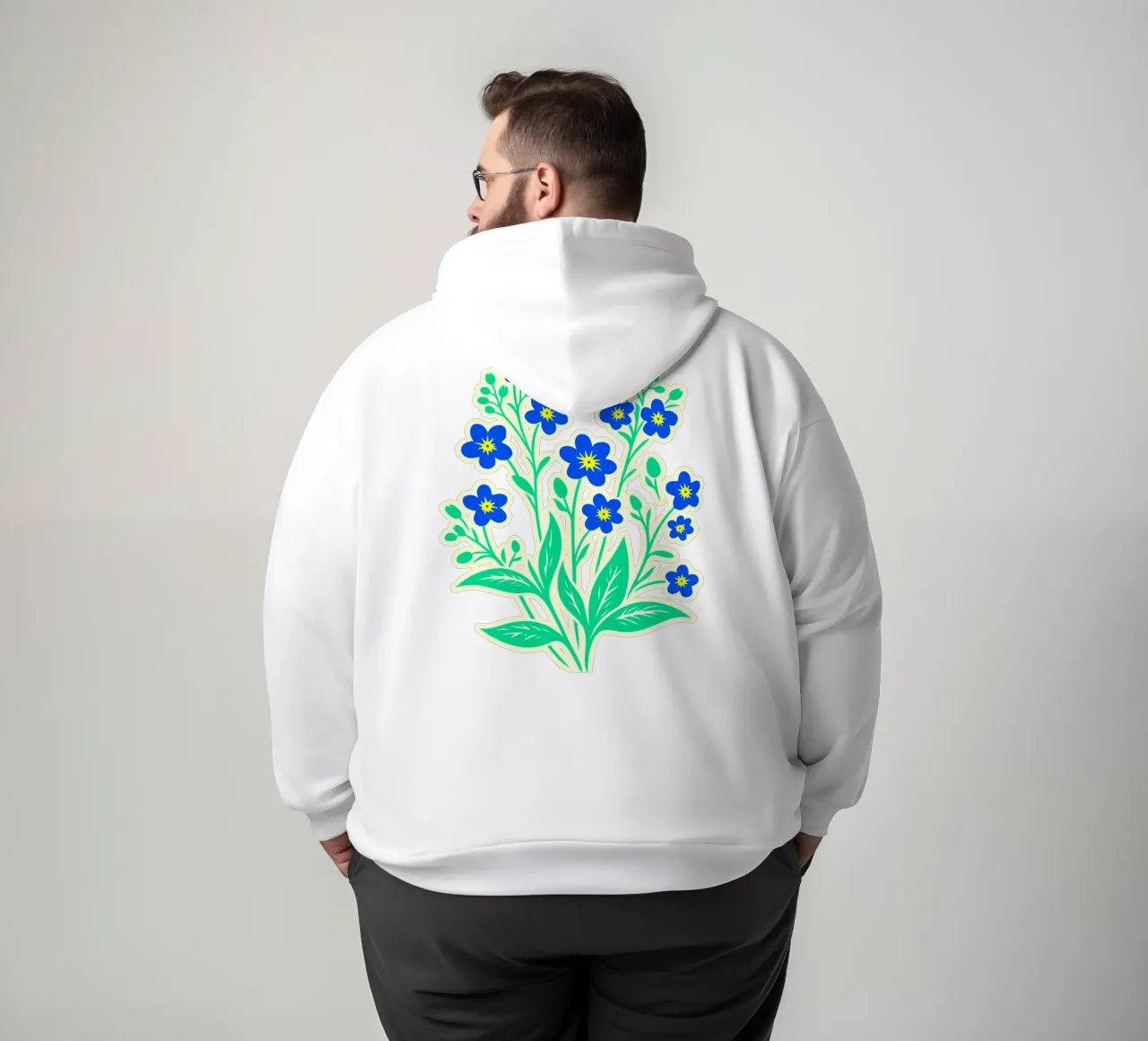 Forget-Me-Nots Block Print Amarillo y Azul sudadera con capucha de SilverPegasus