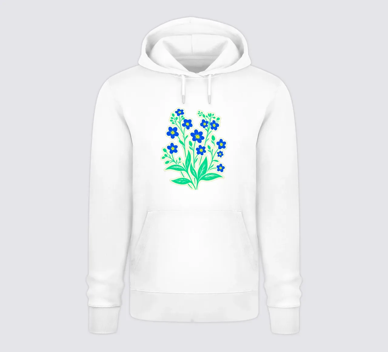 Forget-Me-Nots Block Print Amarillo y Azul sudadera con capucha de SilverPegasus