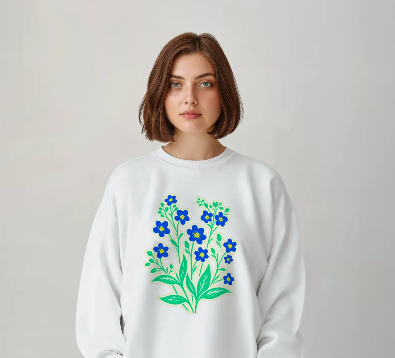 Forget-Me-Nots Block Print Amarillo y Azul sudadera de SilverPegasus