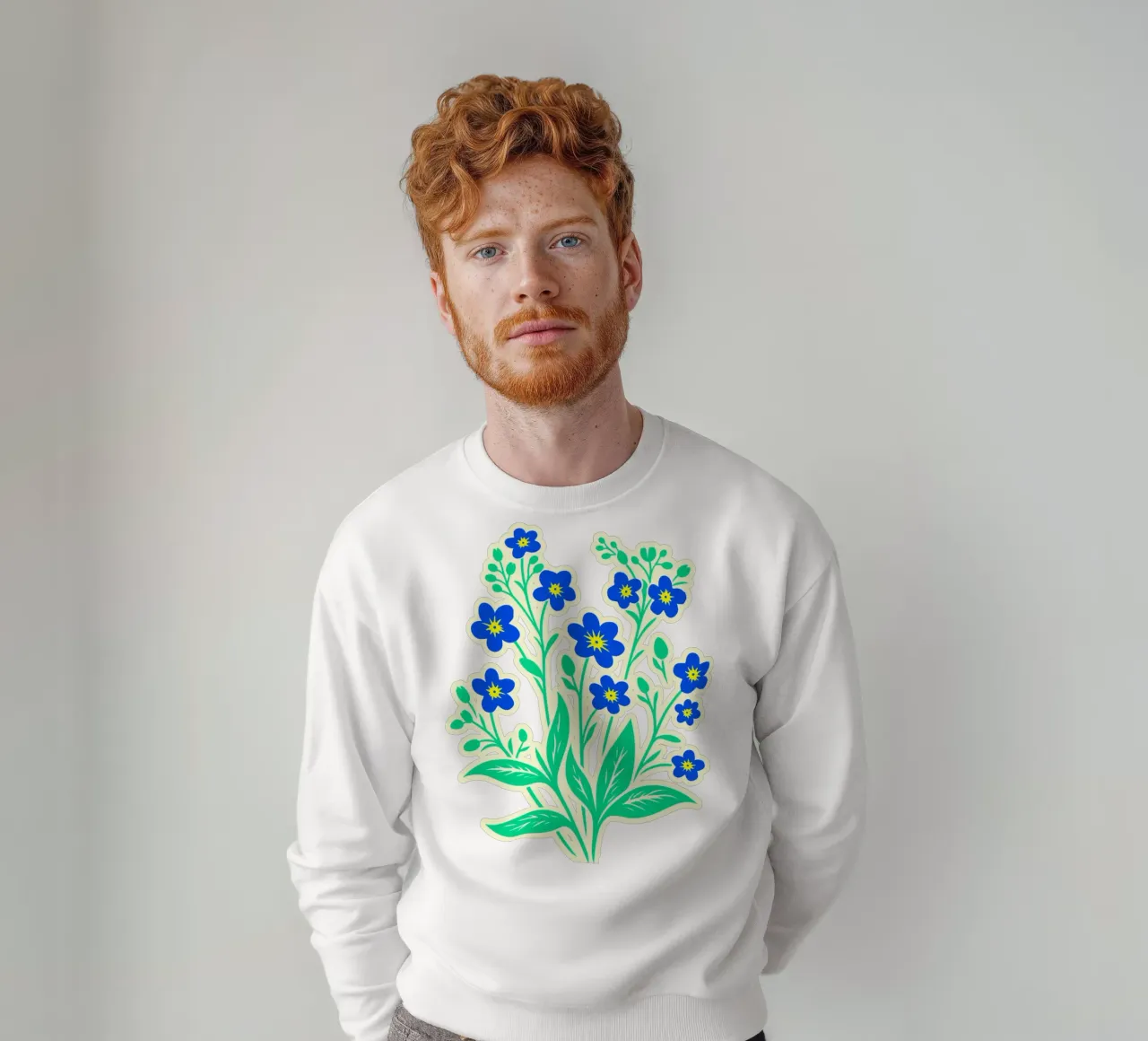 Forget-Me-Nots Block Print Amarillo y Azul sudadera de SilverPegasus