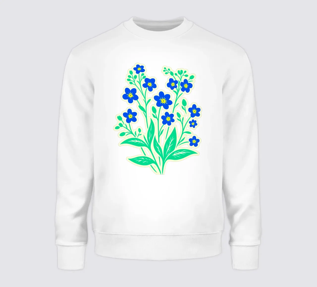 Forget-Me-Nots Block Print Amarillo y Azul sudadera de SilverPegasus
