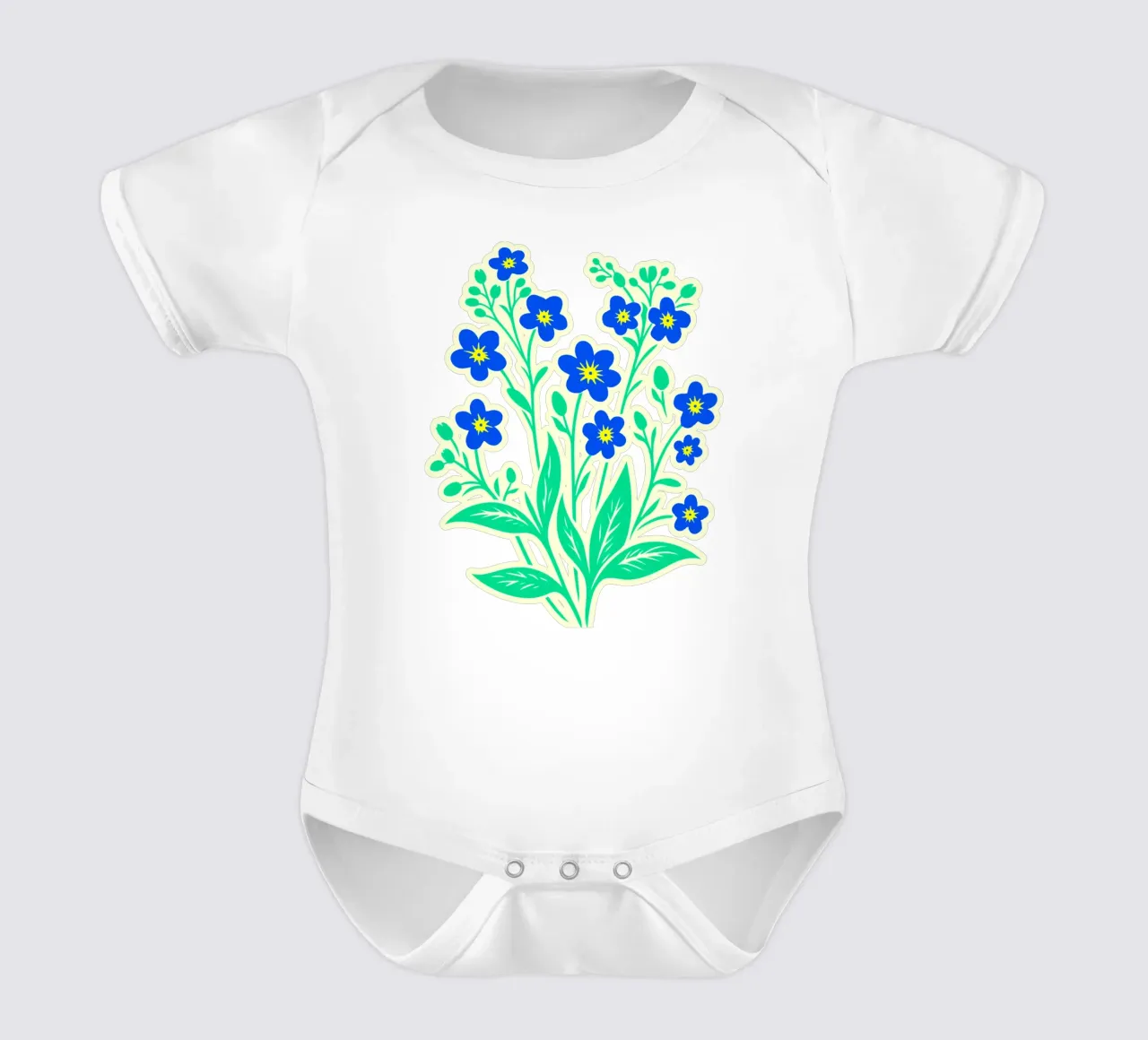 Forget-Me-Nots Block Print Amarillo y Azul body de bebé de SilverPegasus