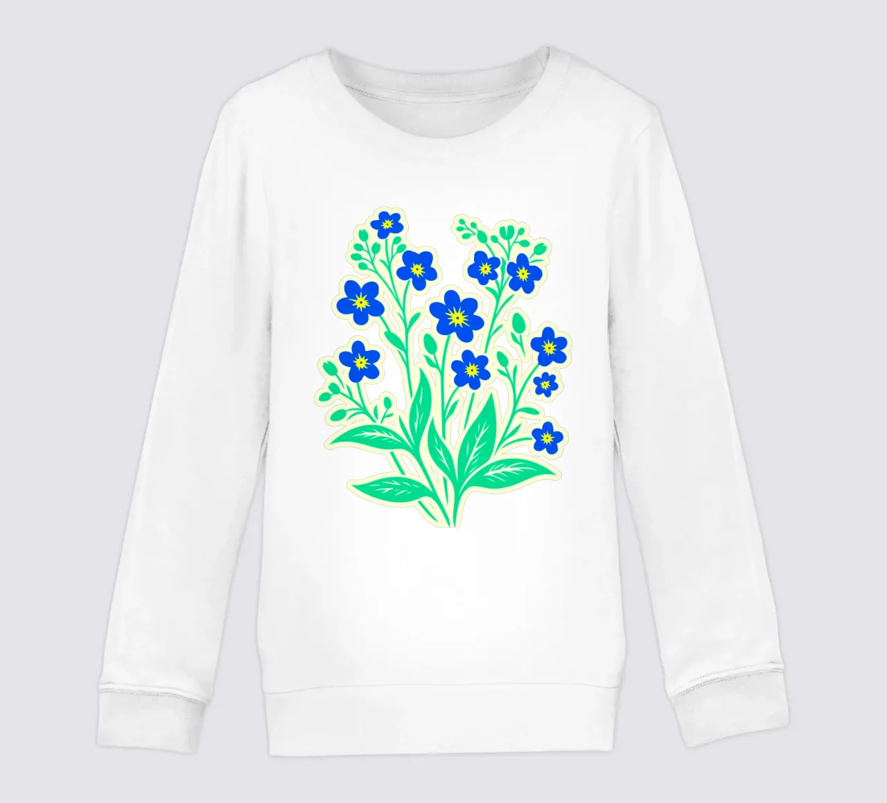 Forget-Me-Nots Block Print Amarillo y Azul sudadera para niño de SilverPegasus