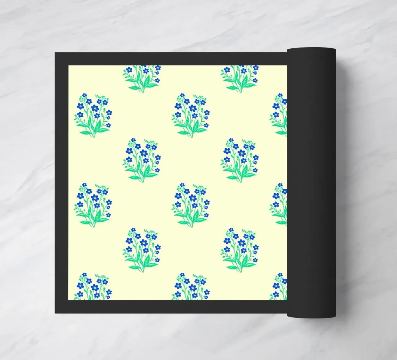 Forget-Me-Nots Block Print Amarillo y Azul felpudo de SilverPegasus
