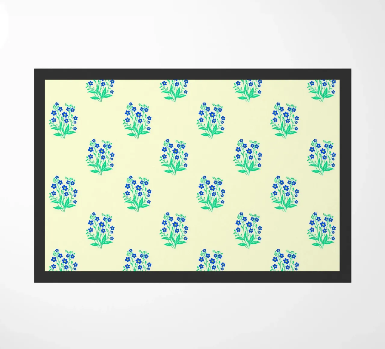 Forget-Me-Nots Block Print Amarillo y Azul felpudo de SilverPegasus