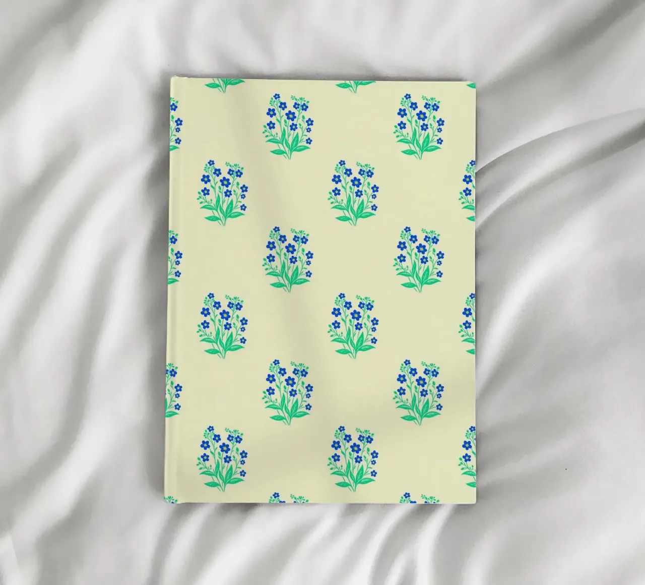 Forget-Me-Nots Block Print Yellow and Blue notebook by SilverPegasus