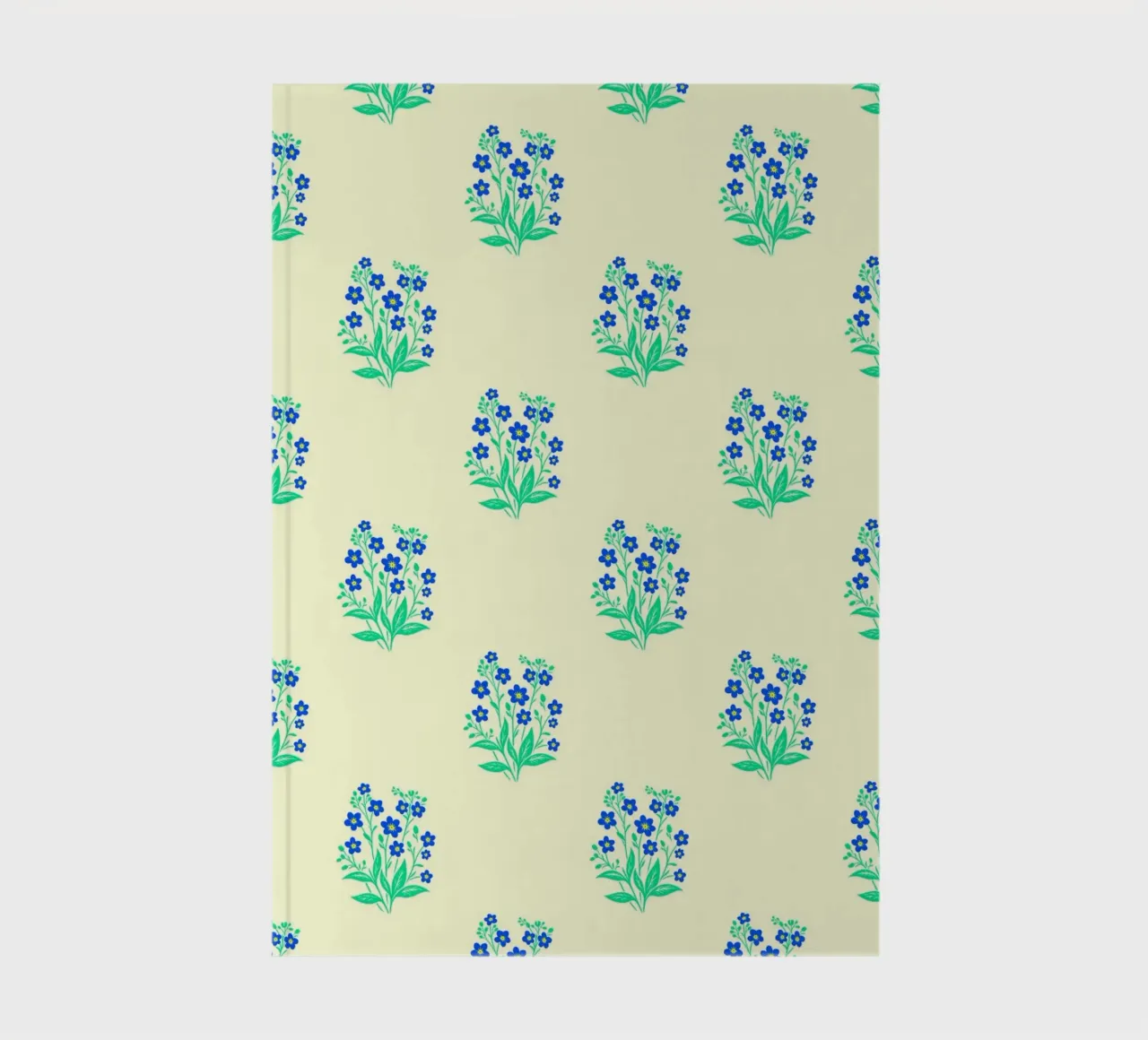 Forget-Me-Nots Block Print Yellow and Blue notebook by SilverPegasus