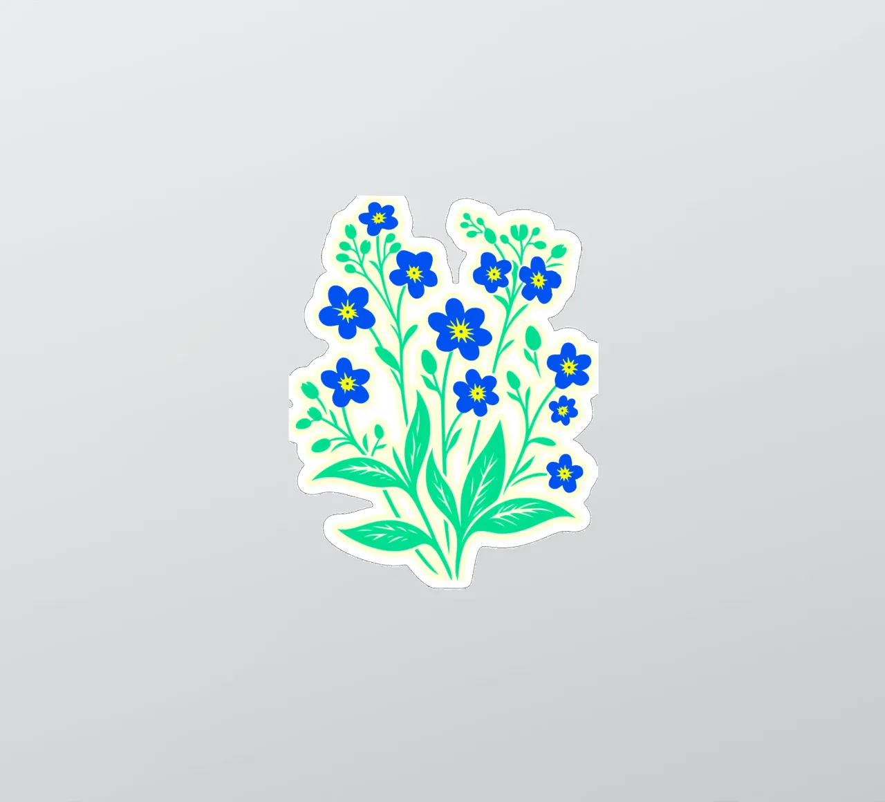 Forget-Me-Nots Block Print Amarillo y Azul pegatina de SilverPegasus