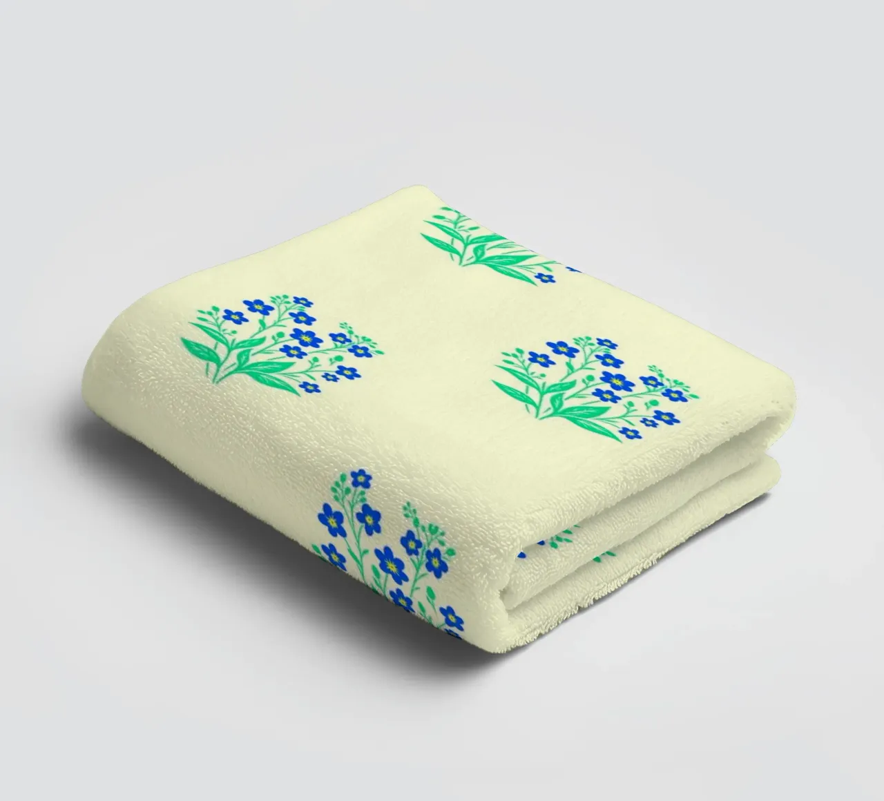 Forget-Me-Nots Block Print Yellow and Blue towel by SilverPegasus