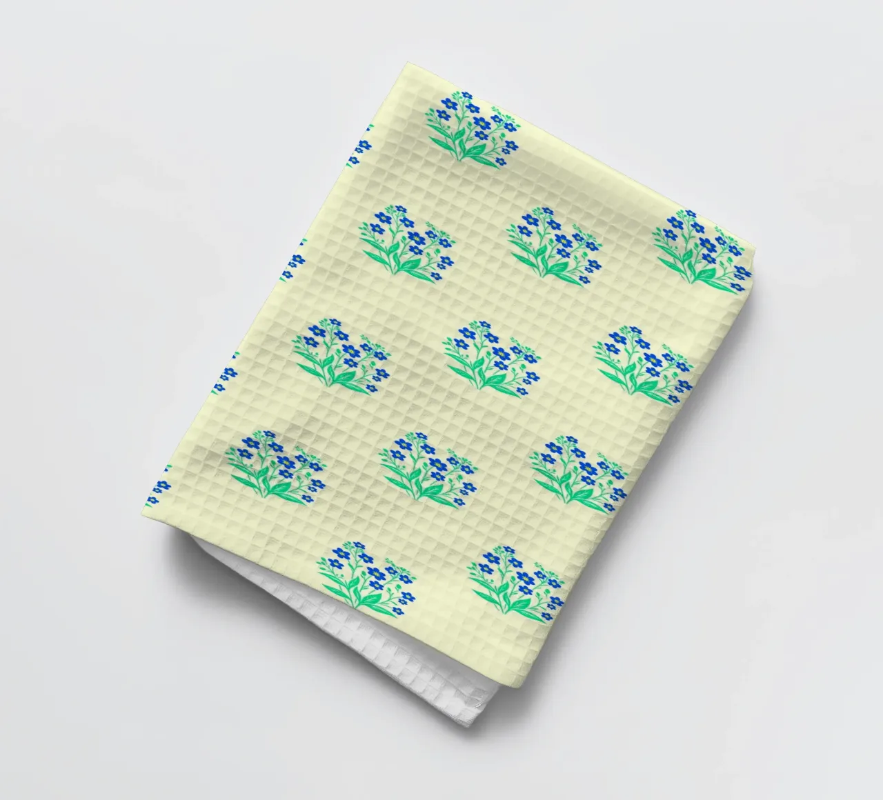 Forget-Me-Nots Block Print Amarillo y Azul paño de cocina de SilverPegasus