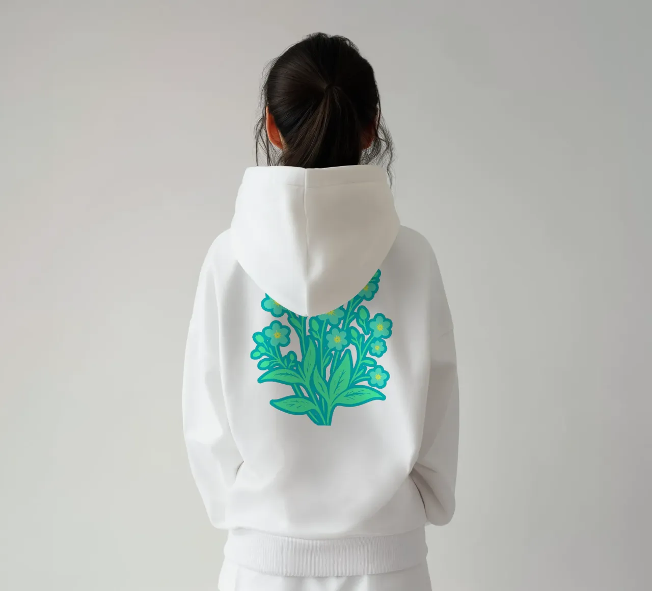 Forget-Me-Nots Block Print Verde Menta sudadera con capucha de SilverPegasus