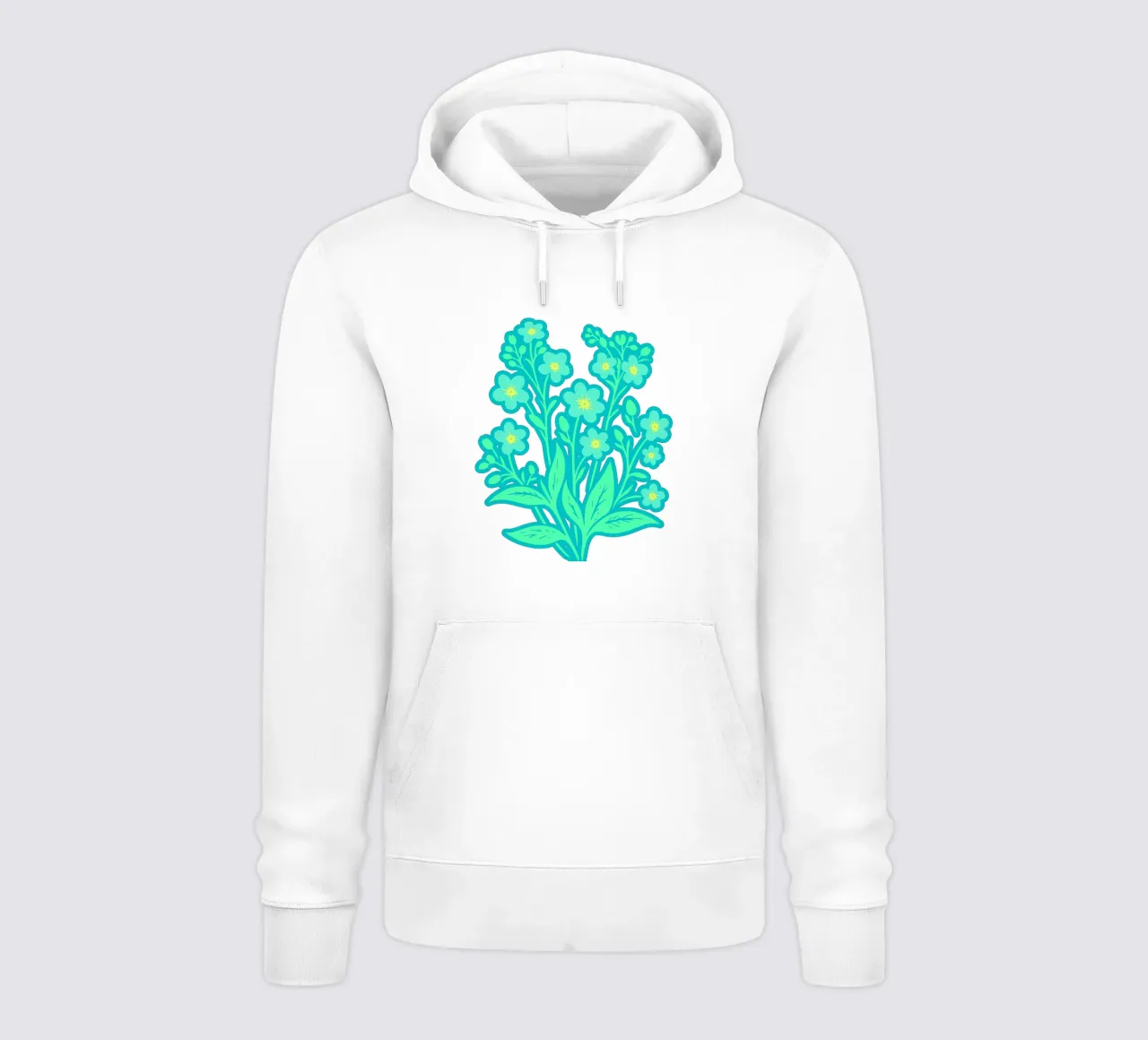 Forget-Me-Nots Block Print Verde Menta sudadera con capucha de SilverPegasus