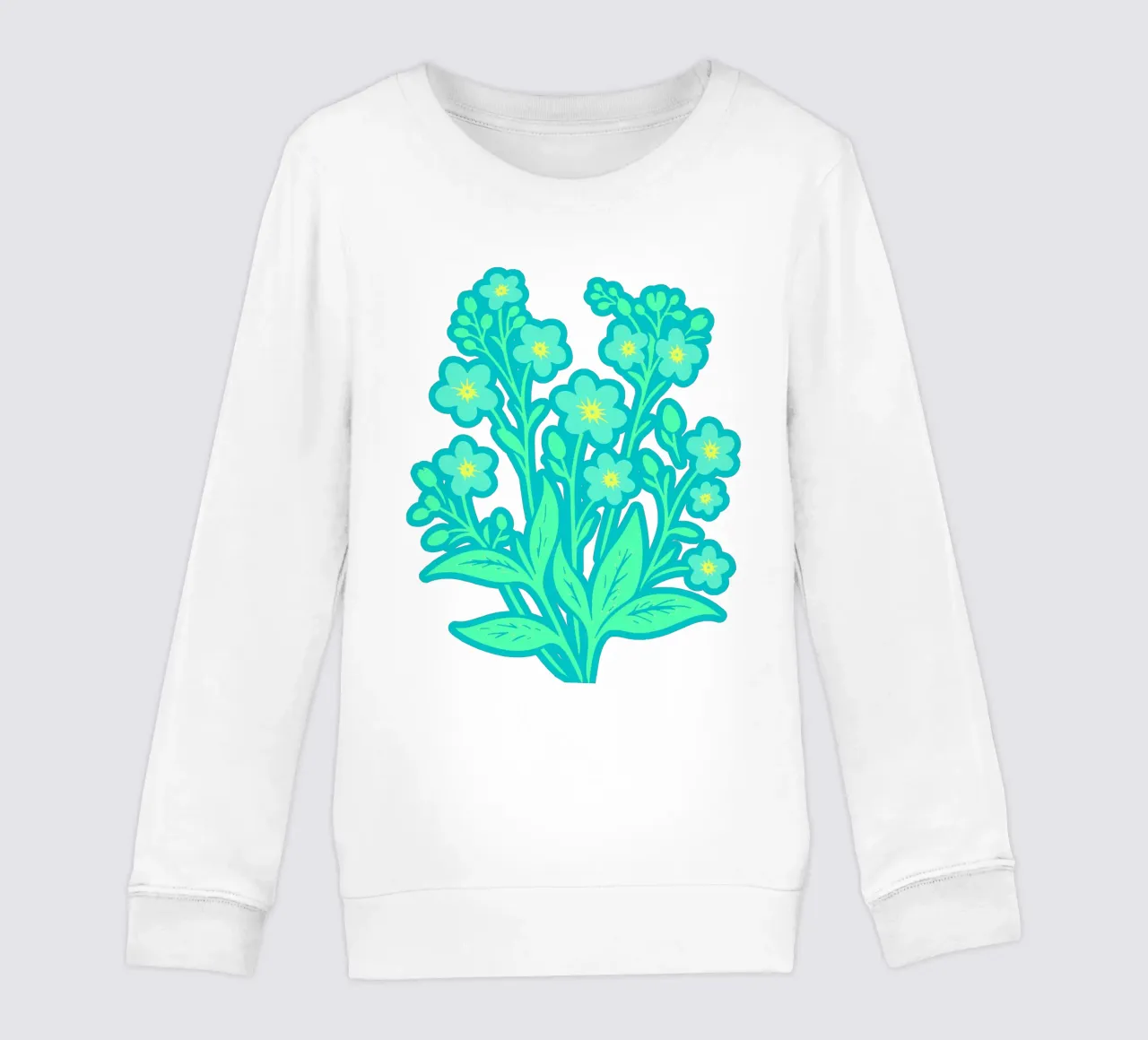 Forget-Me-Nots Block Print Verde Menta sudadera para niño de SilverPegasus