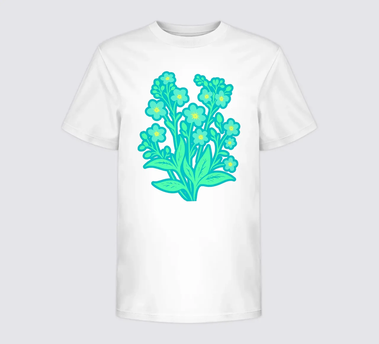 Forget-Me-Nots Block Print Verde Menta camiseta para niños de SilverPegasus