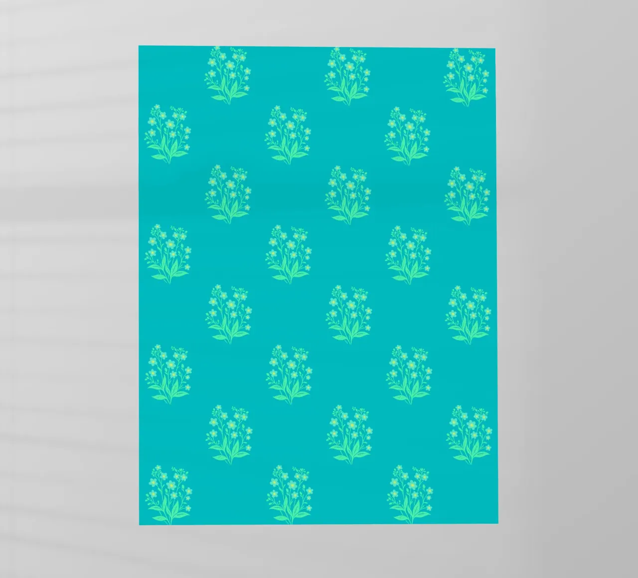 Forget-Me-Nots Block Print Verde Menta lámina retroiluminada de SilverPegasus